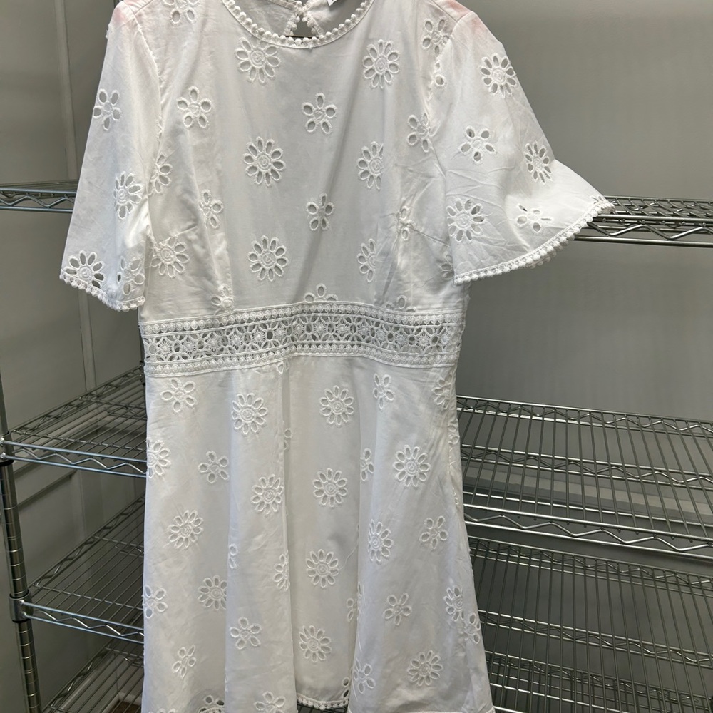 New York & Company White Floral Dress